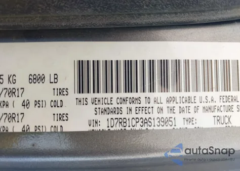2010 Dodge Ram 1500 St from USA, damaged, VIN 1D7RB1CP3AS139051